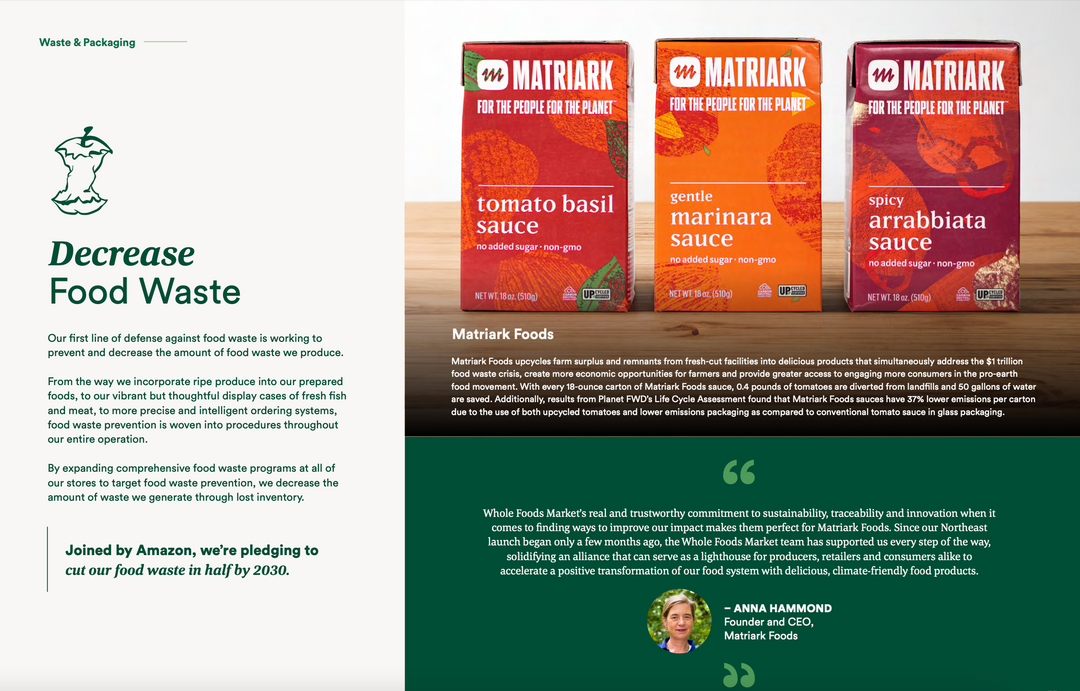 Matriark Foods in Whole Foods 2023 Impact Report.