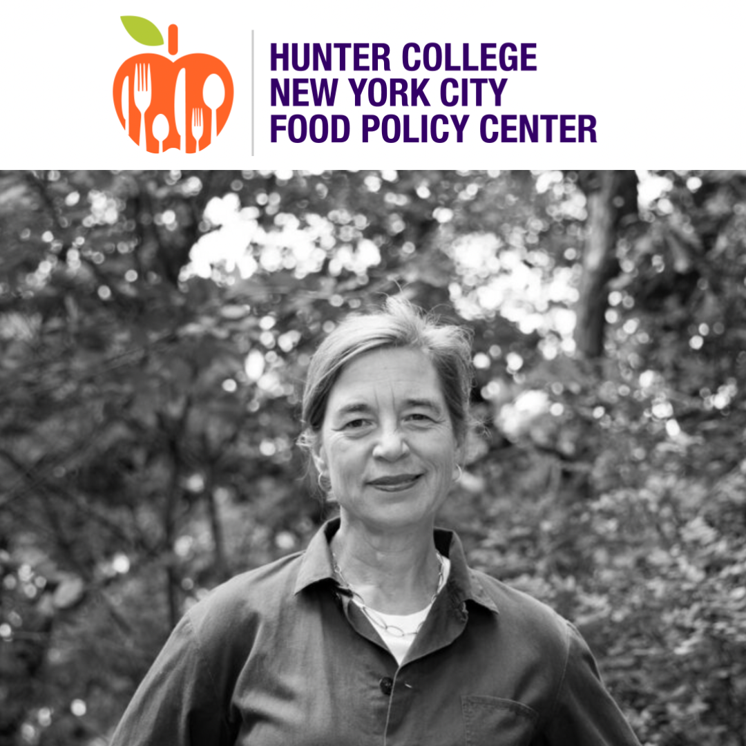 Hunter College New York City Food Policy Center logo with photo of Anna Hammond