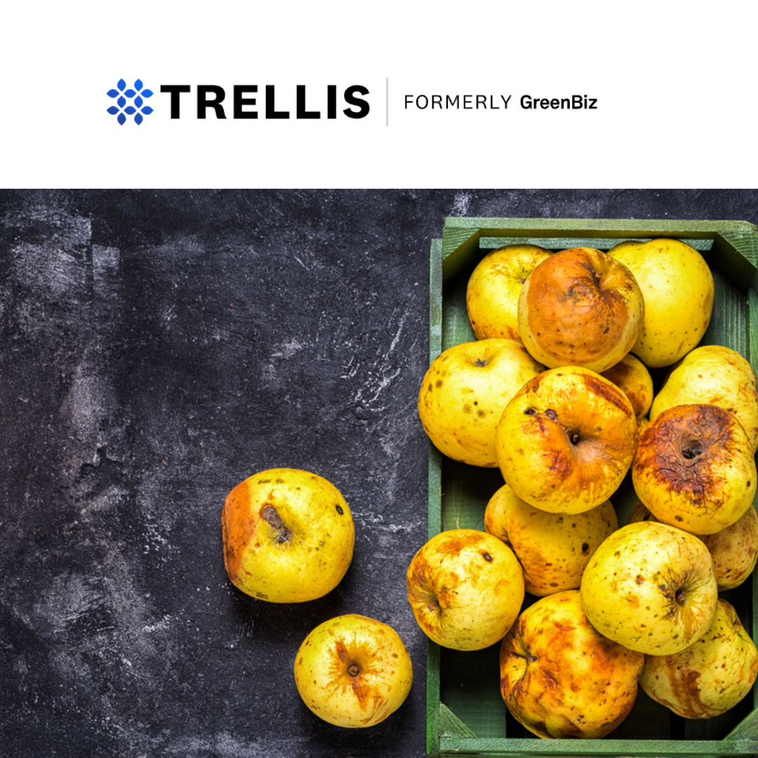 Trellis logo with photo of bruised apples