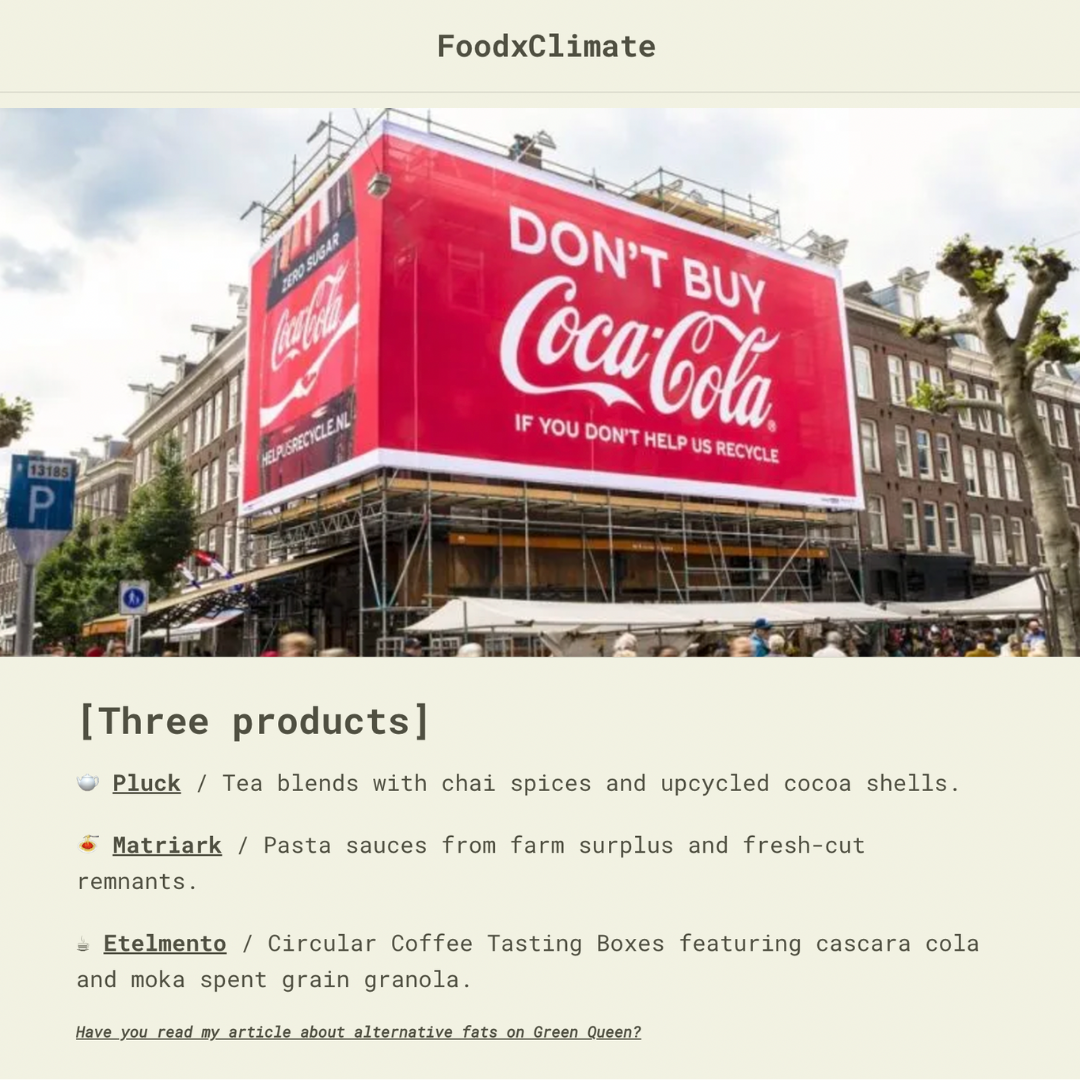 Section of the FoodxClimate article with a photo of a billboard